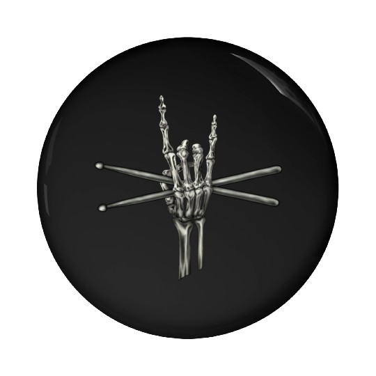 Skeleton Hand Drumsticks Pin Buttons