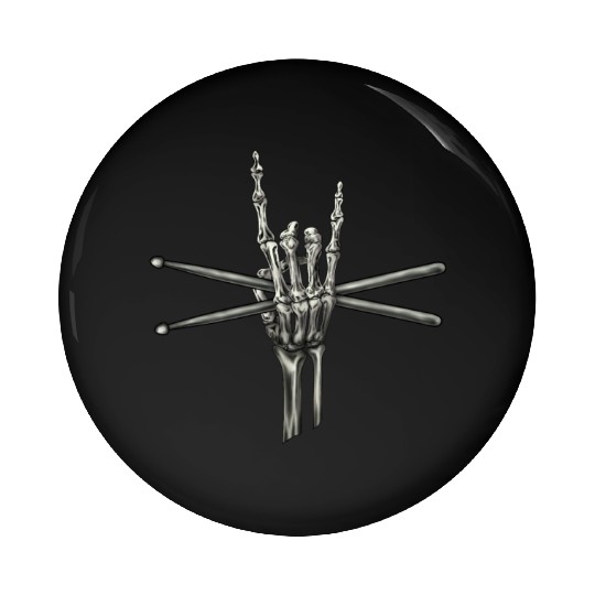Skeleton Hand Drumsticks Pin Buttons