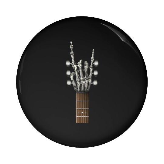 Rock On Guitar Neck Skeleton Hand Sign Rock & Roll Pin Buttons