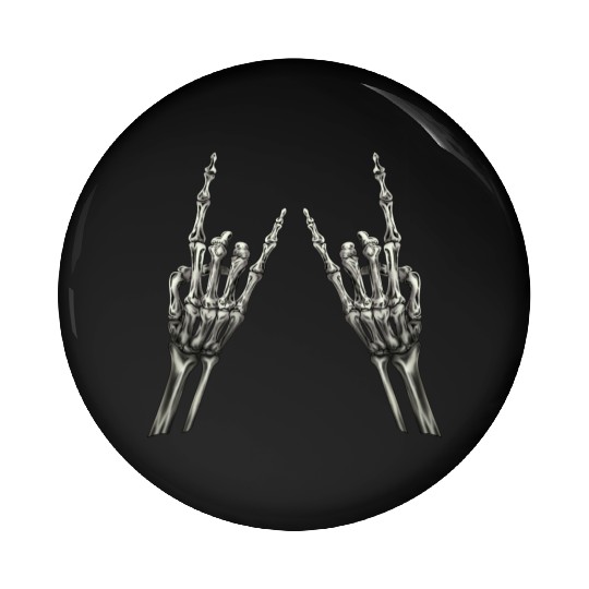 Rock On Rock Star Skeleton Hands Rocker Halloween Pin Buttons