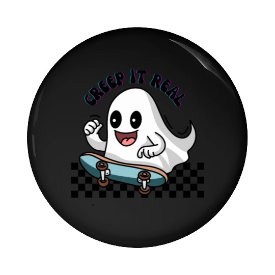Creep it Real cute ghost skater. Pin Buttons