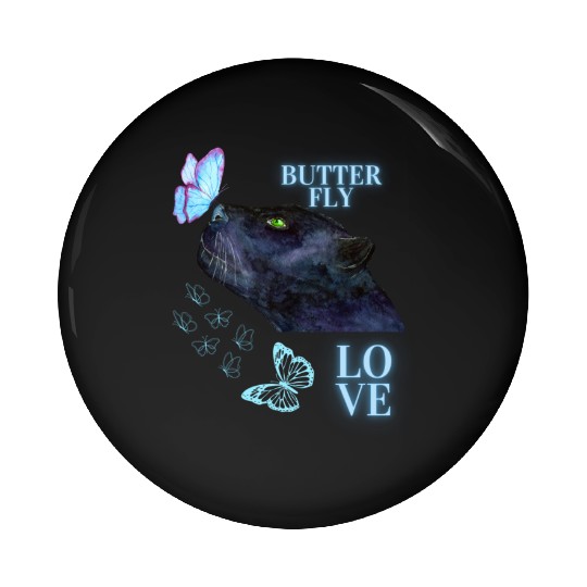 black panther lover butterfly Pin Buttons