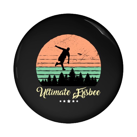Ultimate Frisbee Vintage Retro Sunset Pin Buttons