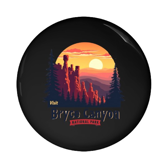 Bryce Canyon National Park Retro Illustraion V 02 Pin Buttons