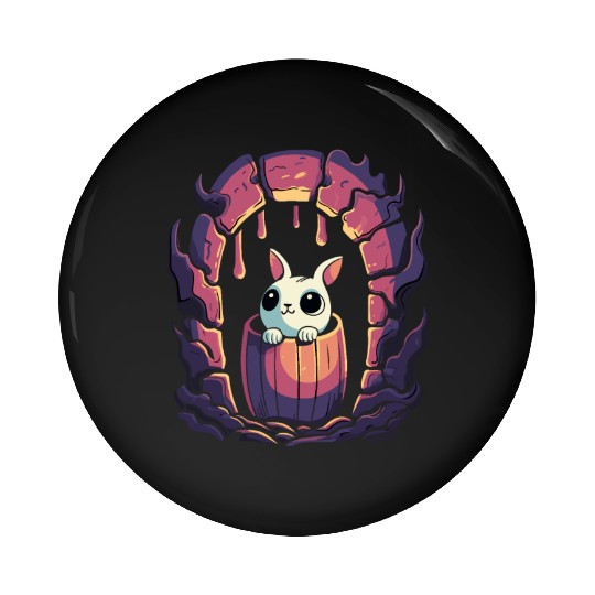 Cute Dungeon Bunny in a Barrel Pin Buttons