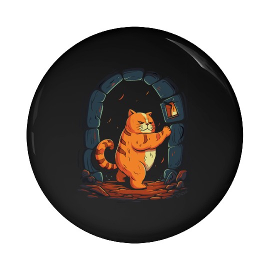 Funny Chubby Red Dungeon Cat Pin Buttons