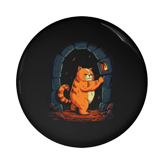 Funny Chubby Red Dungeon Cat Pin Buttons