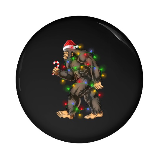 Bigfoot Sasquatch Yeti Candy Cane Christmas Pin Buttons