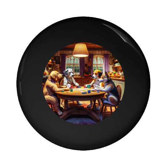 Dogs Playing Kitchen Poker Pin Buttons