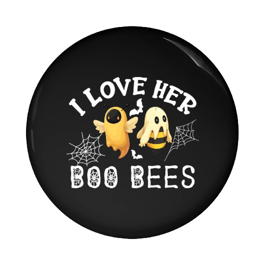 I Love Her Boo Bees Pin Buttons Funny Couples Halloween Co