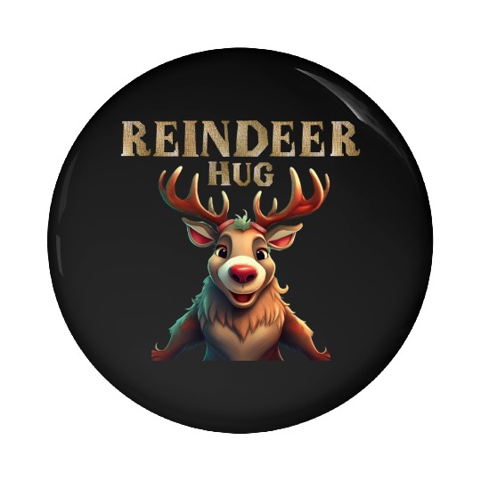 Reindeer Hug - A Warm Holiday Embrace Pin Buttons