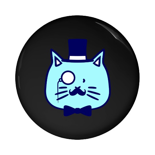 Sir Cat Gentleman Top Hat Monocle Glasses Rich Guy Pin Buttons