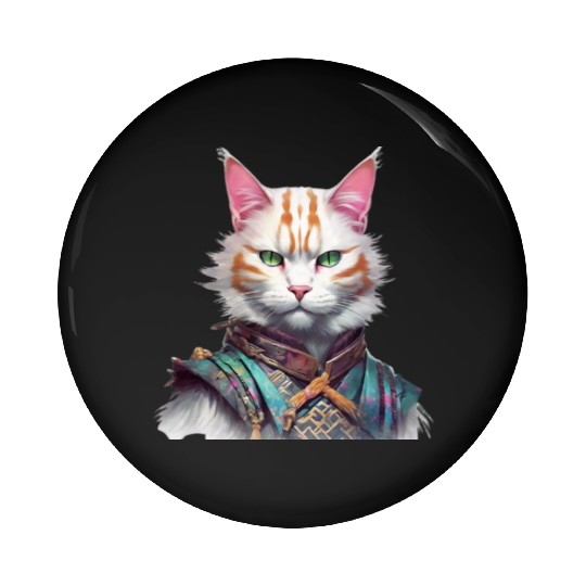 Samurai Cat Guardian Pin Buttons