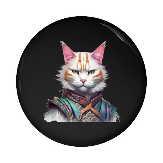 Samurai Cat Guardian Pin Buttons