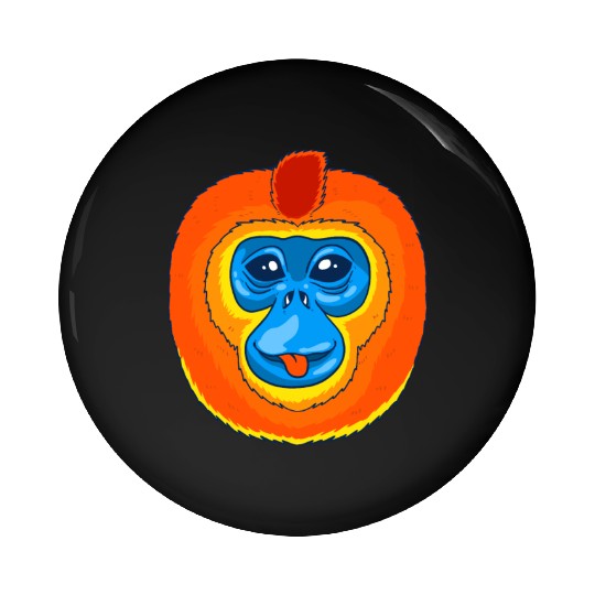 Cute Golden Snub Nosed Monkey Face Pin Buttons