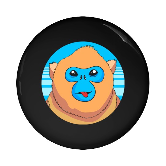 Monkey Lover Cute Snub Nosed Monkey Face Pin Buttons