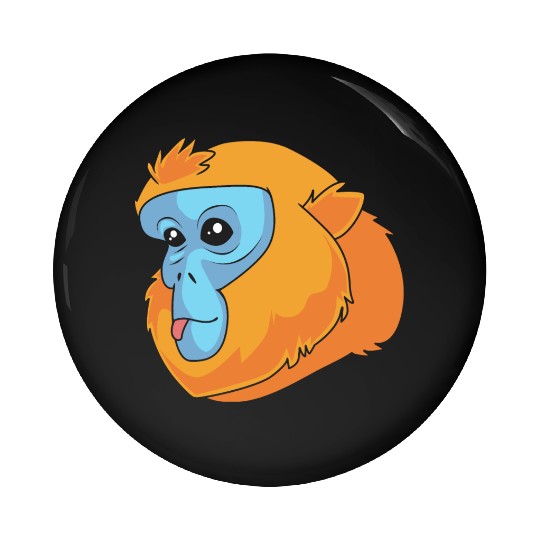 Monkey Lover Golden Snub Nosed Monkey Face Pin Buttons