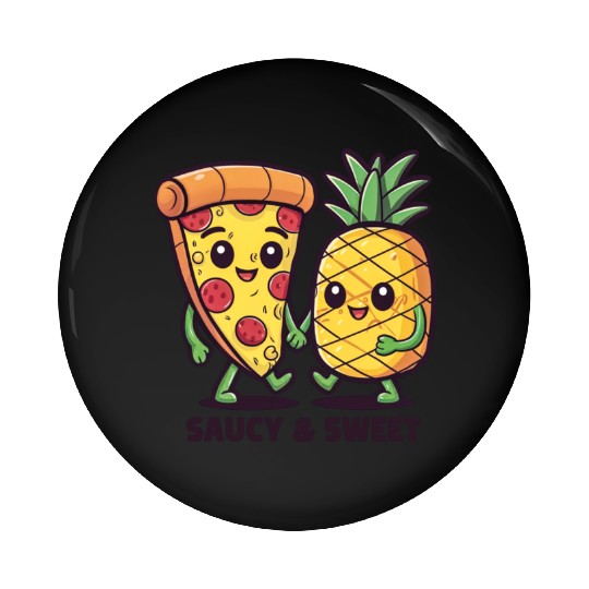 Funny Cute Kawaii Pizza Pineapple Friends Saucy Pin Buttons