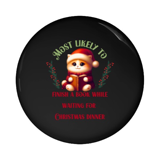 Most Likely To Christmas Bookish Quotes Pin Buttons