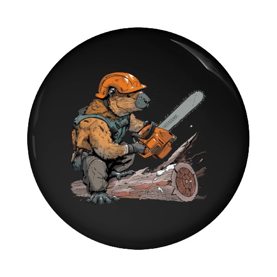 Beaver Lumberjack Chainsaw Pin Buttons