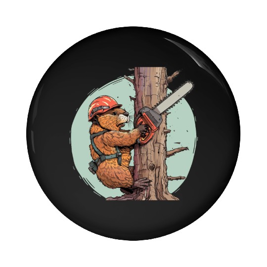 Beaver Lumberjack Chainsaw Pin Buttons
