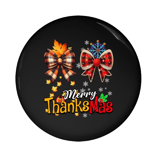 Merry Thanksmas plaid Coquette Bow Christmas Plaid Pin Buttons