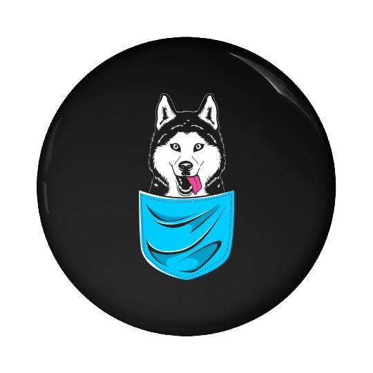 Cute Siberian Husky Dog Lover Husky In A Pocket Pin Buttons