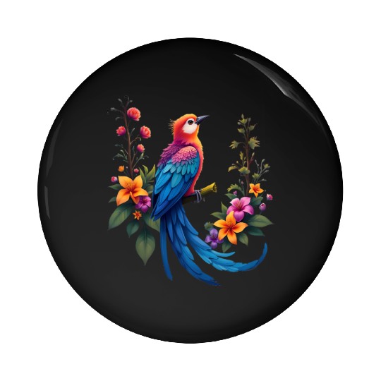 Fantastical Bird Of Paradise Painting Pin Buttons