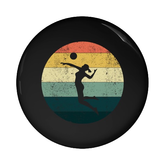 Retro Volleyball Girl Pin Buttons
