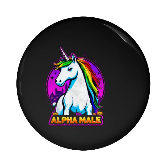 Alpha male LGBT unicorn Halloween Neon Colors Pin Buttons