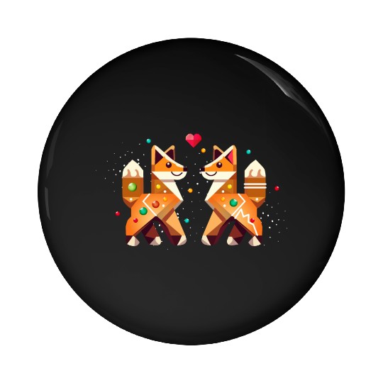 Two foxes - gingerbread style as a Christmas motif Pin Buttons