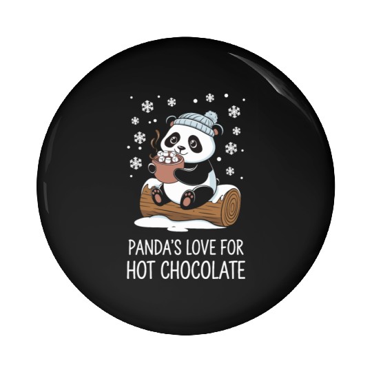 Panda's Love for Hot Chocolate Fun Winter Cozy Pin Buttons