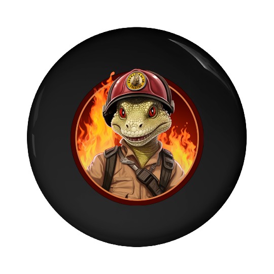 Lizard Firefighter Pin Buttons