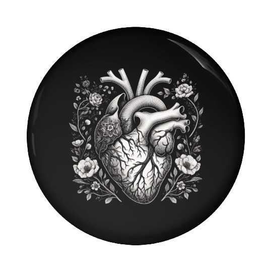 Botanical Heart Artistic Anatomy Pin Buttons