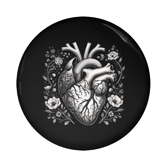 Botanical Heart Artistic Anatomy Pin Buttons