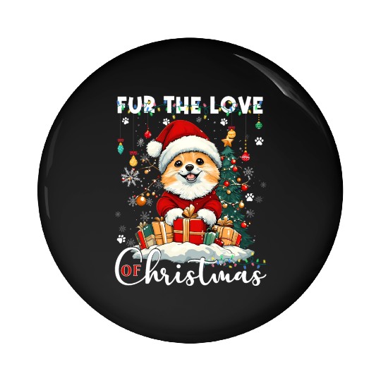 Pomeranian Christmas Tree Decorations Dog Lover Pin Buttons