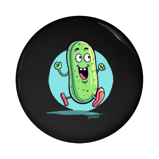 A Happy Running Pickle Pin Buttons