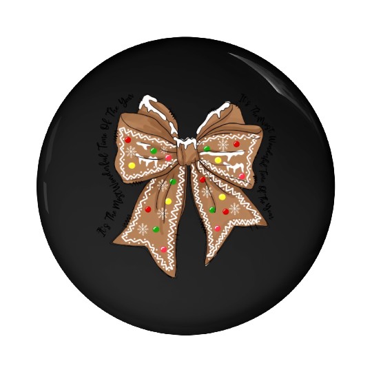 Gingerbread Croquette Bow DTF transfer Pin Buttons