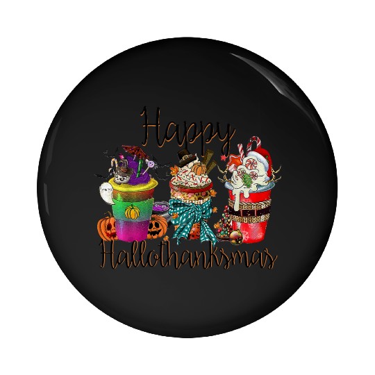 Happy Hallothanksmas Pin Buttons