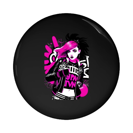 Urban Punk Street Art with Neon Pink Accents Pin Buttons