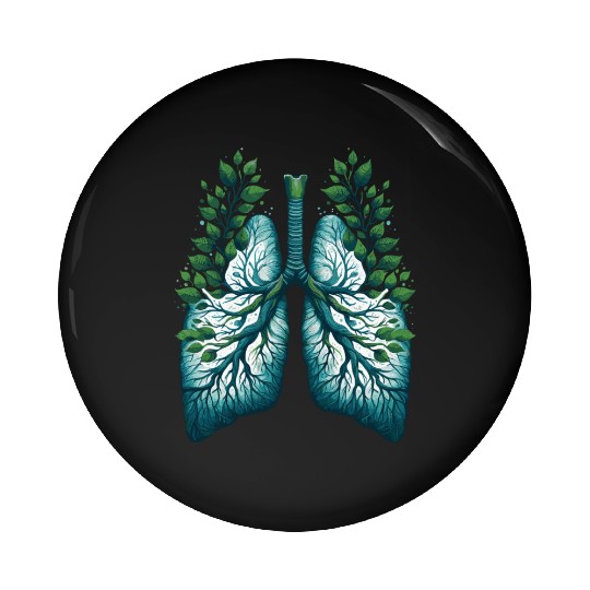 Nature Lungs Earth Green Eco Health Design Pin Buttons