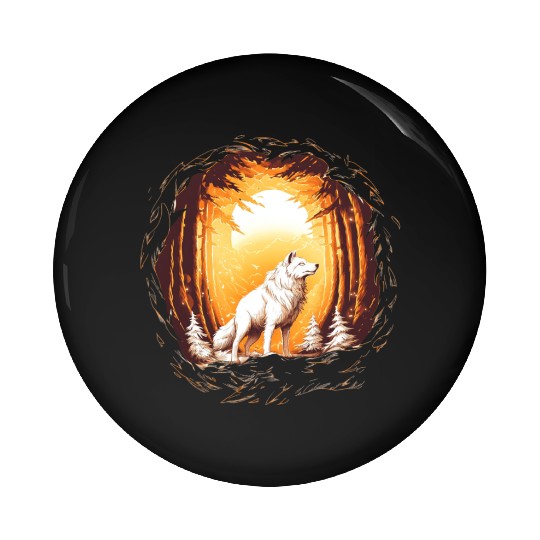 Wolf in Forest Pin Buttons