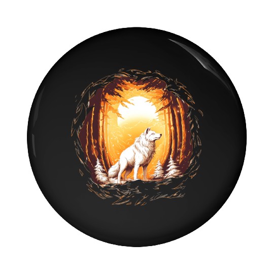 Wolf in Forest Pin Buttons