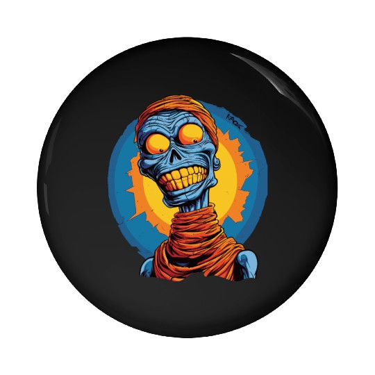 Blue and Funny Cartoon Skeleton Skull Mummy Pin Buttons