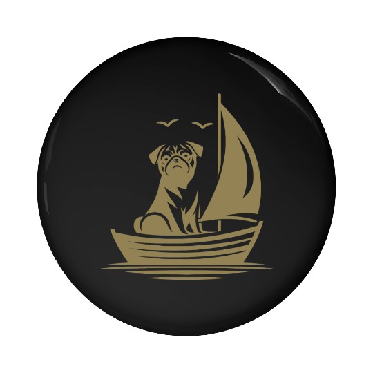 Pug silhouette sailboat minimalist Pin Buttons