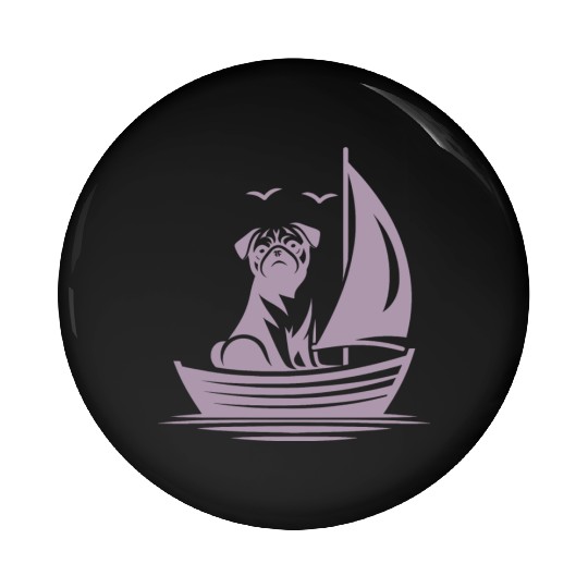 Pug silhouette sailboat minimalist Pin Buttons