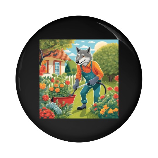 The Lone Wolf Tends His Garden Pin Buttons