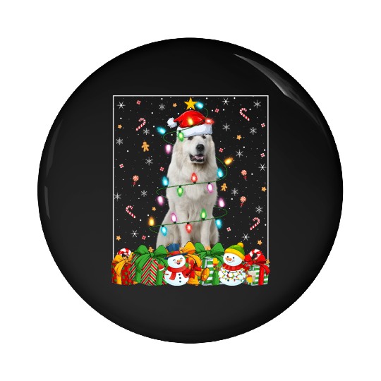 Great Pyrenees Dog Christmas Lights Pin Buttons