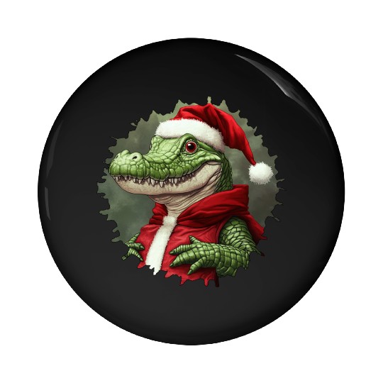 Crocodile Santa Claus Pin Buttons