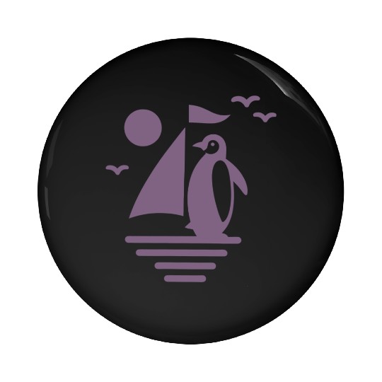 Penguin Sailboat Silhouette Minimalist Pin Buttons
